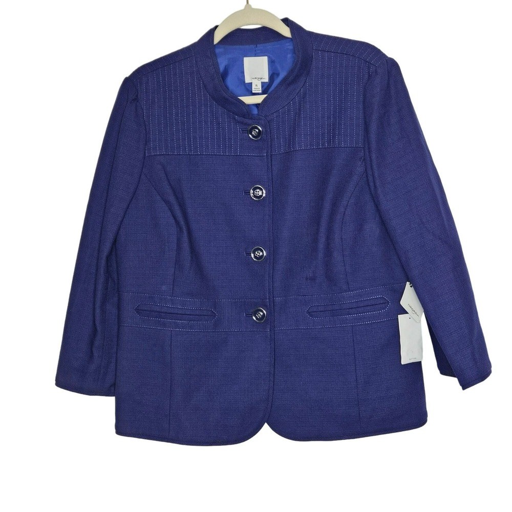 Halogen NWT Blazer Jacket Blue Button Up Closure Cotton Workwear Office size XL
